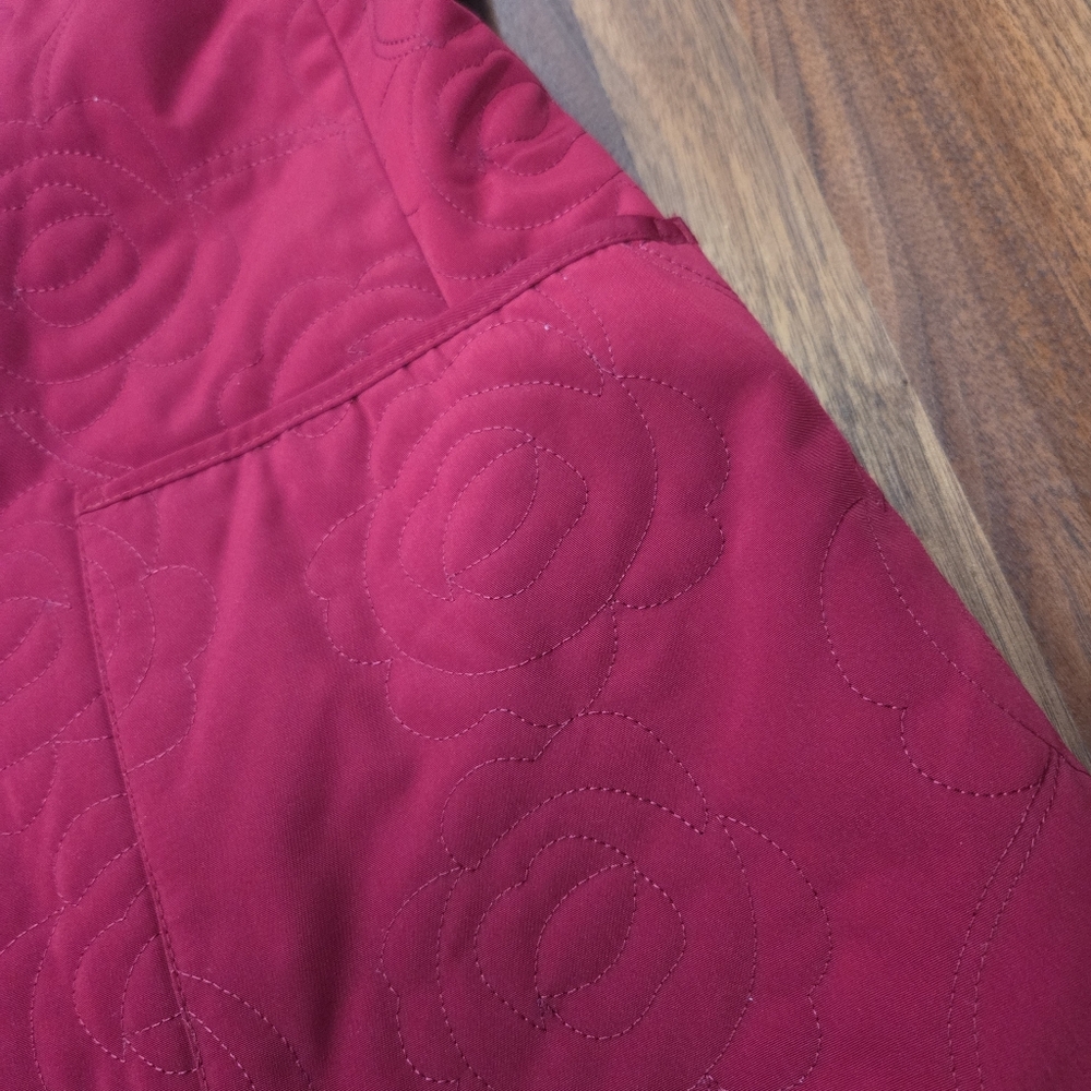 Ellen Tracy Ruby Red Quilted Jacket With Floral S… - image 6